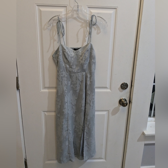 Lulu's Dusty Blue Midi Dress - Picture 2 of 5
